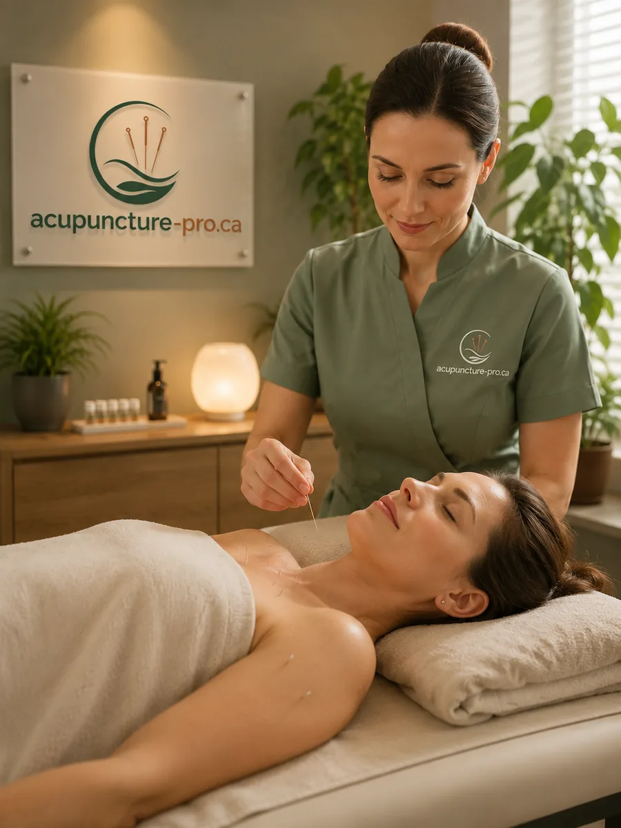 Séance d'acupuncture, pose d'aiguilles